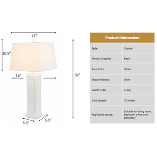 Lux LightingSea Horse Shutter 32" Shutter Lamp w/USB Bright White, (Set of 2)LUX-3923-WHITE-USBAloha Habitat