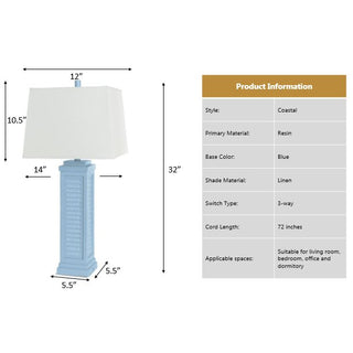 Lux LightingShutter 32" Blue Polyresin Coastal Table Lamp w/USB, (Set of 2)LUX-3925-BLUE-USBAloha Habitat