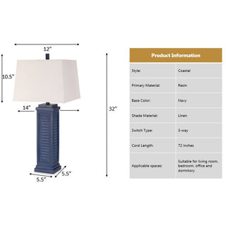 Lux LightingShutter 32" Navy Blue Shutter Lamp / USB, (Set of 2)LUX-3925-NAVY-USBAloha Habitat