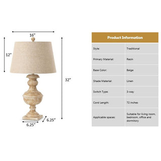 Lux LightingWaverly 32” Beige Farmhouse Polyresin Table Lamp, (Set of 2)LUX-C01-BEIGEAloha Habitat