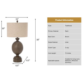 Lux LightingWren 30" Distressed Brown Poly Table Lamp, (Set of 2)LUX-1202-BROWNAloha Habitat