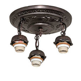 Meyda Lighting11" Wide Mahogany Bronze 3 Light Semi - Flushmount Hardware30542Origins of Home