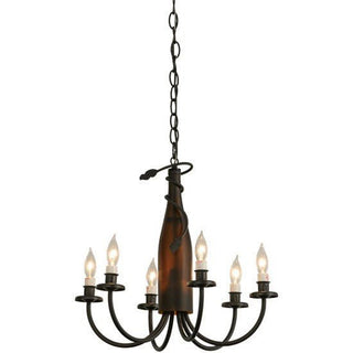 Meyda Lighting18"W Tuscan Vineyard Frosted Amber 6 LT Wine Bottle Chandelier121456Aloha Habitat