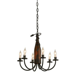 Meyda Lighting18"W Tuscan Vineyard Frosted Amber 6 LT Wine Bottle Chandelier121456Aloha Habitat