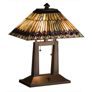 Meyda Lighting20"H Tiffany Jeweled Peacock Oblong Desk Lamp26300Origins of Home