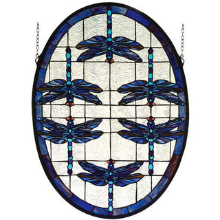 Meyda Lighting22"W X 30"H Dragonflies Oval Stained Glass Window78087Aloha Habitat