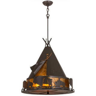 Meyda Lighting24"W Teepee w/ Buffalo Pendant15381Aloha Habitat