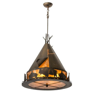 Meyda Lighting24"W Teepee W/Buffalo Pendant31931Aloha Habitat