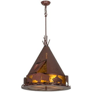 Meyda Lighting24"W Teepee W/Buffalo Pendant50109Aloha Habitat