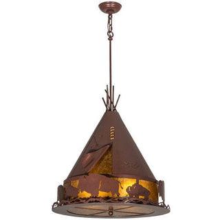 Meyda Lighting24"W Teepee W/Buffalo Pendant50109Aloha Habitat