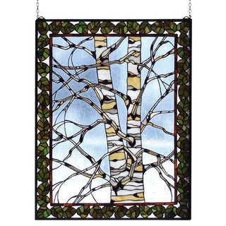 Meyda Lighting28"W X 36"H Birch Tree in Winter Stained Glass Window73265Aloha Habitat