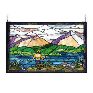 Meyda Lighting30"W X 19"H Fly Fishing Stained Glass Window73649Aloha Habitat