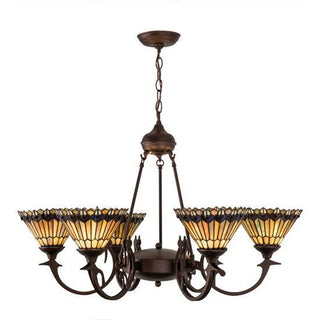 Meyda Lighting33"W Tiffany Jeweled Peacock 6 LT Chandelier16099Aloha Habitat