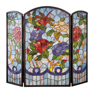 Meyda Lighting40"W X 34"H Dragonfly Flower Fireplace Screen27234Aloha Habitat