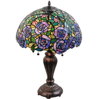 Meyda LightingStained Glass 24"H Rosebush Table Lamp138584Aloha Habitat