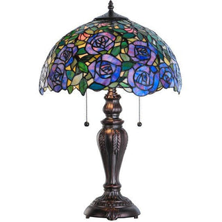 Meyda LightingStained Glass 24"H Rosebush Table Lamp138584Aloha Habitat