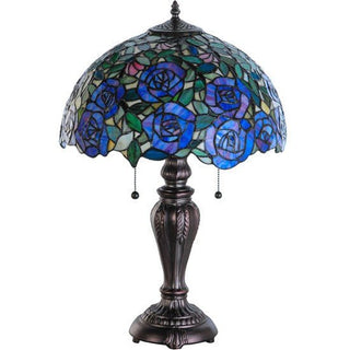 Meyda LightingStained Glass 24"H Rosebush Table Lamp138584Aloha Habitat