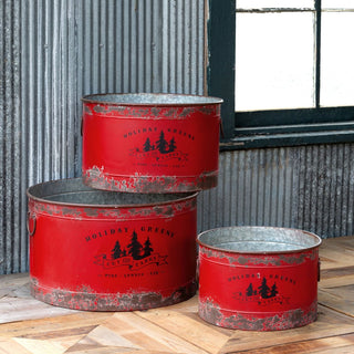 Park Hill CollectionAntique Red Metal Tree Pots, Set of 3XDX00140Origins of Home