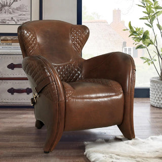 PasargadPasargad Home Aspen Top Grain Leather Wing Chair, BrownCHAIR - 0073 - 1Aloha Habitat