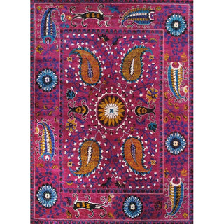 PasargadPasargad Home Azerbaijan Collection Hand - Knotted Sari Silk Area Rug - 7' 1" X 10'10", RedPSLK - 20M 7X11Aloha Habitat