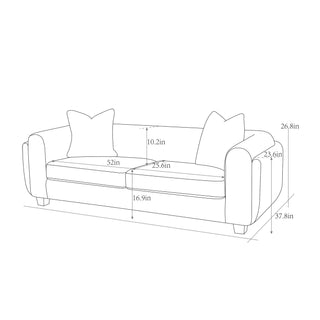 PasargadPasargad Home Bergamo Upholstered Loveseat with 2 Thrwo Pillows, IvoryPZW - 20044 - 2Aloha Habitat