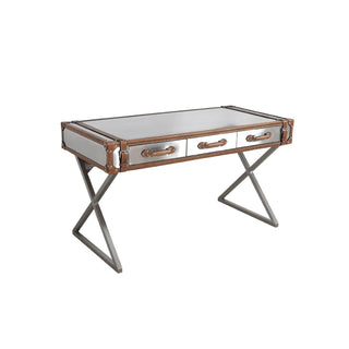 PasargadPasargad Home Brookline Stainless Steel with Genuine Leather Desk, BrownDESK - 0092Aloha Habitat