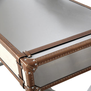 PasargadPasargad Home Brookline Stainless Steel with Genuine Leather Desk, BrownDESK - 0092Aloha Habitat