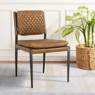 PasargadPasargad Home Capri Brown Top Grain Leather Accent Chair with Metal legsCHAIR - 0115 - 1Aloha Habitat