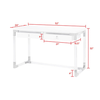 PasargadPasargad Home Firenze Lacquer & Lucite Desk, WhiteRE - 3535Aloha Habitat