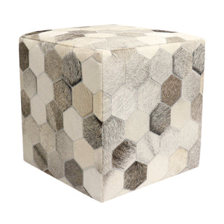 PasargadPasargad Home Galaxy Cowhide Pouf Ottoman, Silver/GreyPTPF - 192Aloha Habitat