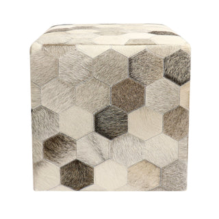 PasargadPasargad Home Galaxy Cowhide Pouf Ottoman, Silver/GreyPTPF - 192Aloha Habitat