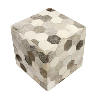 PasargadPasargad Home Galaxy Cowhide Pouf Ottoman, Silver/GreyPTPF - 192Aloha Habitat