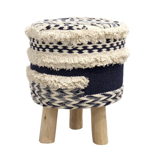 PasargadPasargad Home Grandcanyon Braided Cotton Pouf with Wooden LegsPPF - 789 - 1Aloha Habitat