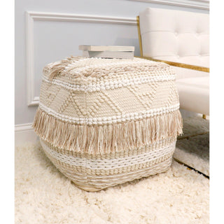 PasargadPasargad Home Grandcanyon Cotton Braided with Tassel Pouf, BeigePPF - 261 - 1Aloha Habitat