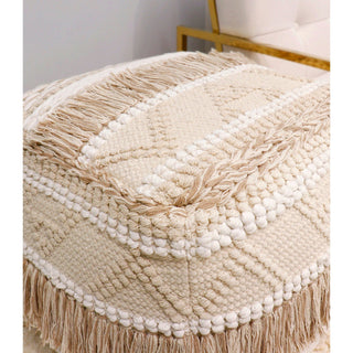 PasargadPasargad Home Grandcanyon Cotton Braided with Tassel Pouf, BeigePPF - 261 - 1Aloha Habitat