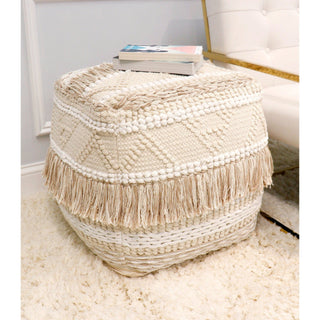 PasargadPasargad Home Grandcanyon Cotton Braided with Tassel Pouf, BeigePPF - 261 - 1Aloha Habitat