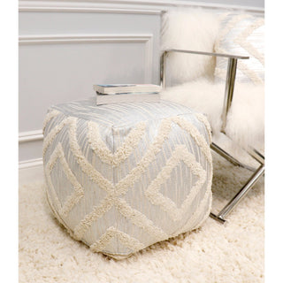 PasargadPasargad Home Grandcanyon Cotton Shaggy Pouf, IvoryPPF - 064 - 1SILAloha Habitat