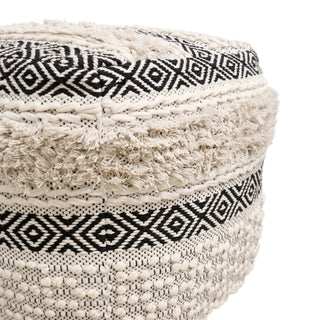 PasargadPasargad Home Grandcanyon Hand Woven 100% Cotton Pouf, Ivory/BlackPPF - 623Aloha Habitat