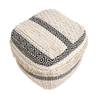 PasargadPasargad Home Grandcanyon Hand Woven 100% Cotton Pouf, Ivory/BlackPPF - 623Aloha Habitat