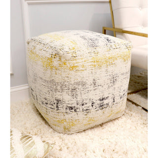 PasargadPasargad Home Grandcanyon Jacquard Woven Cotton Poufs, Ivory/GoldPPF - 283 - 1Aloha Habitat