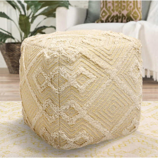 PasargadPasargad Home Grandcanyon Yellow/Ivory Cotton PoufPPF - 781 - 1Aloha Habitat