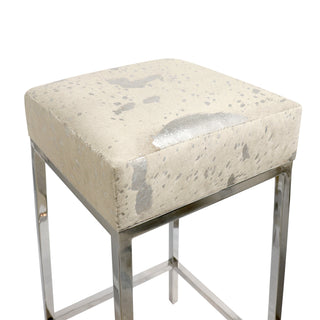 PasargadPasargad Home Safari Collection Silver Foil Cowhide & Steel Bar Stool, SilverPGN - 1500Aloha Habitat