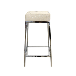 PasargadPasargad Home Safari Collection Silver Foil Cowhide & Steel Bar Stool, SilverPGN - 1500Aloha Habitat