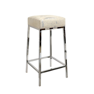 PasargadPasargad Home Safari Collection Silver Foil Cowhide & Steel Bar Stool, SilverPGN - 1500Aloha Habitat