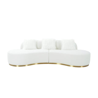 PasargadPasargad Home Simona Collection Curved Sofa with 3 Pillows, 110.6" Width, Ivory/GoldPZW - 943W - SAloha Habitat