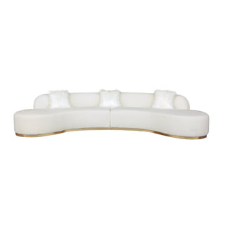 PasargadPasargad Home Simona Collection Curved Sofa with 3 Pillows, 150.4" Width, Ivory/GoldPZW - 943WAloha Habitat