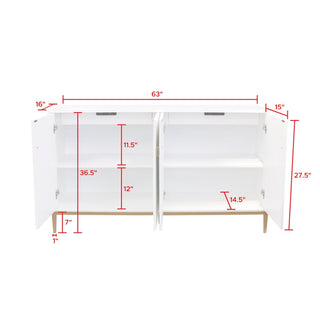 PasargadPasargad Home Victoria Ivory Sideboard, 4 Doors, 2 Drawer with Bronze Metal FramePPH - M4Aloha Habitat