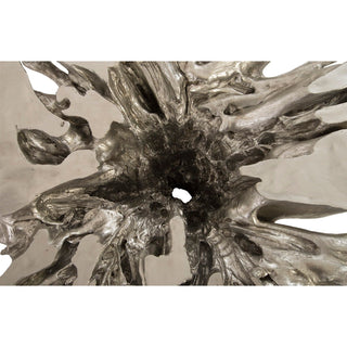 Phillips CollectionAbyss Cast Root Coffee Table With Glass, Silver LeafPH67967Aloha Habitat