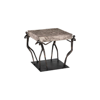 Phillips CollectionAtlas Side Table, Chamcha Wood, Gray Stone Finish, MetalTH100837Aloha Habitat