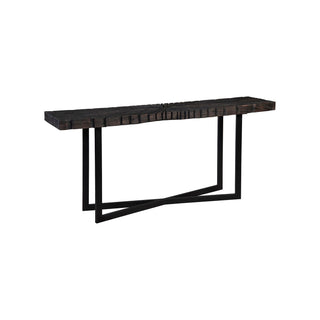 Phillips CollectionChainsaw Console Table, Burnt Black, Black Iron Cross BaseTH103558Aloha Habitat